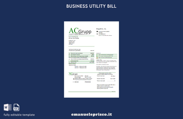 modello di fattura aziendale di servizi di elettricità AC Grupp OÜ stile verific